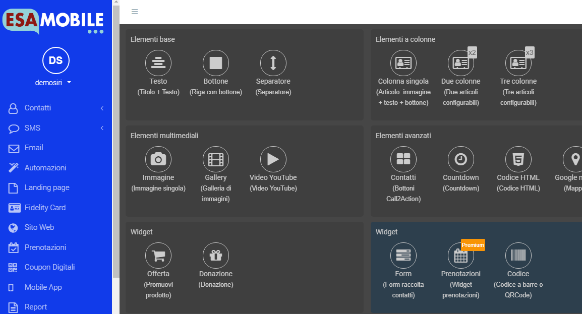 Moduli aggiuntivi per landing page di esamobile.it